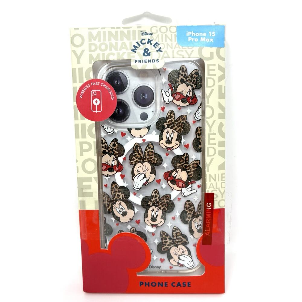 Disney Minnie Mouse iPhone 15 Pro Max Case Leopard Bow Glitter Skinny Dip NIP